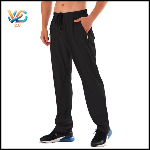 Men's Elastic Waist Hiking Pants Quick-Dry Lightweight Outdoor Sweatpants